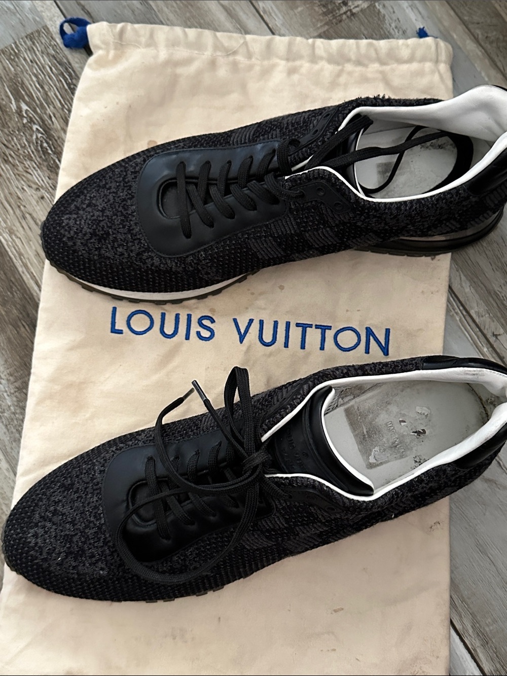 Louis Vuitton Black Knit Low-Top Sneakers with White Inner Trim - Picture 1 of 10